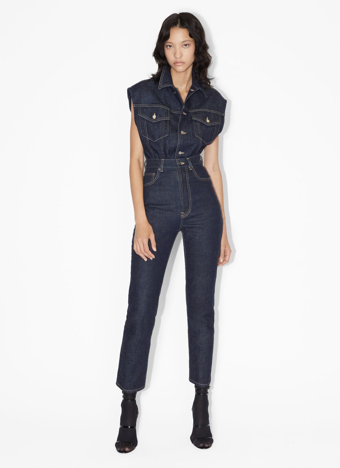 Denim vest body ALAÏA BLUE DENIM VEST BODY